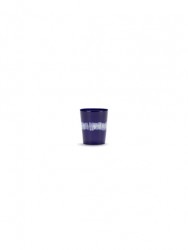 COFFEE CUP - 33 CL - LAPIS LAZULI SWIRL-STRIPES WHITE FEAST