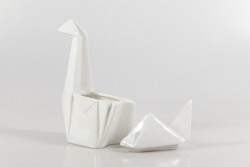 Keramikdose "Origami-Schwan" L