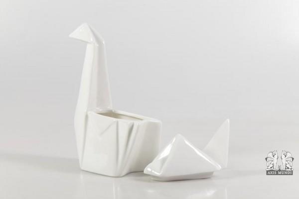 Keramikdose "Origami-Schwan" L