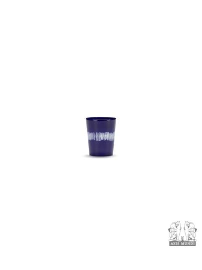 COFFEE CUP - 33 CL - LAPIS LAZULI SWIRL-STRIPES WHITE FEAST