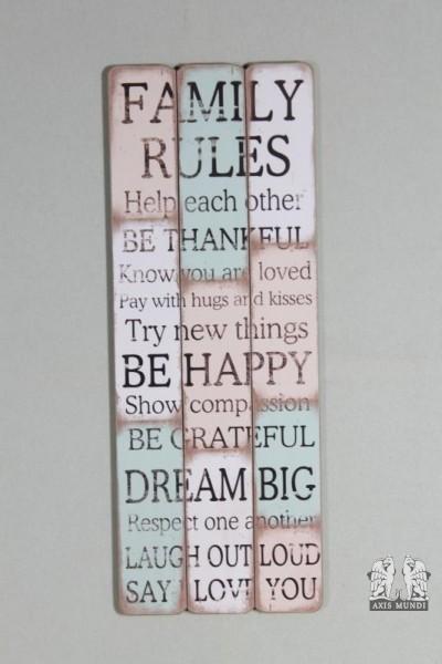 Schild 'Family Rules'