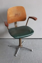 Holzstuhl Bürostuhl mit Lederpolster