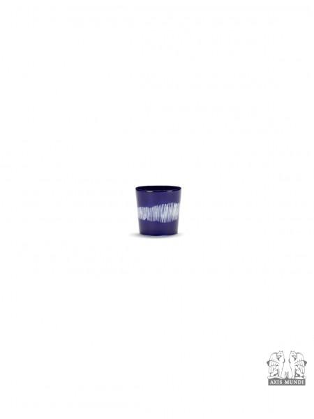 COFFEE CUP - 25 CL - LAPIS LAZULI SWIRL-STRIPES WHITE FEAST